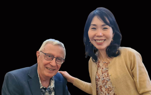 The composer and Makiko Aida